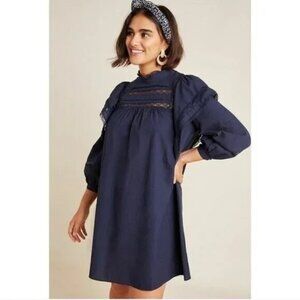 Anthropologie Maeve Fleetwood Tunic dress navy blue size 6